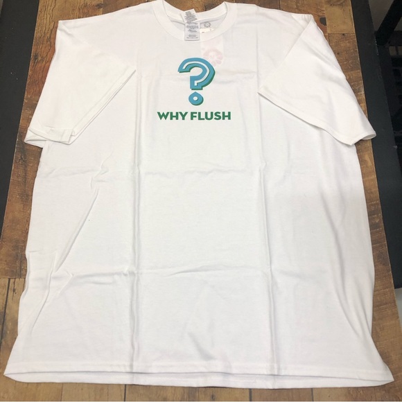 Why Flush? Eco-Friendly Toilet Conserve Water Graphic T-Shirt Men’s 2XL White - Picture 2 of 6